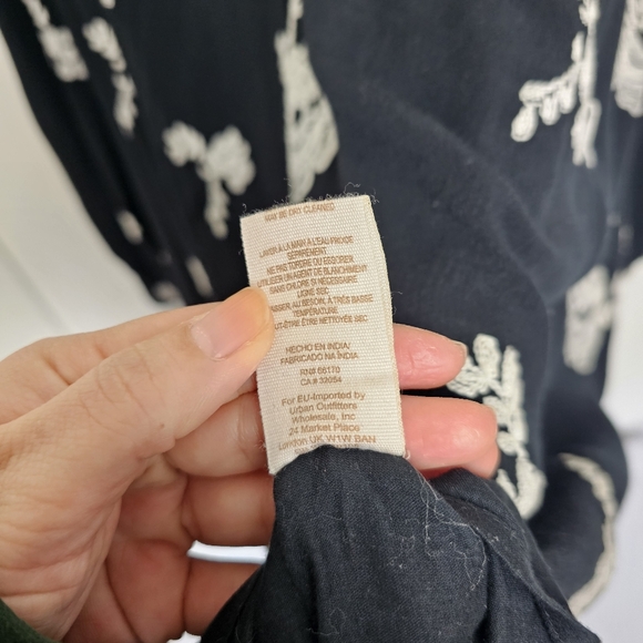 Free People Embroidered Floral Austin Black White Mini Dress Small - Picture 10 of 15